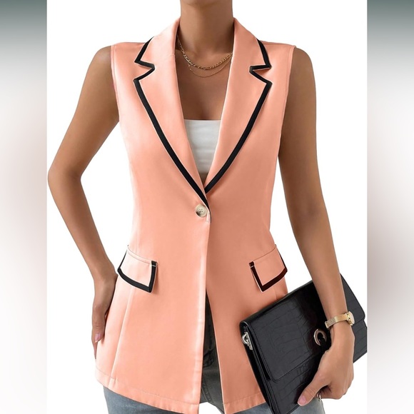 Jackets & Blazers - Coral button front vest jacket